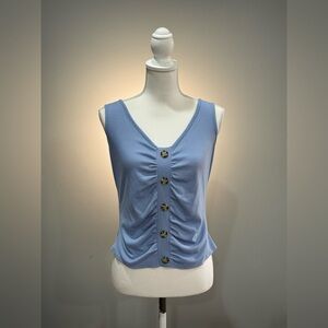 Blue Lush Ribbed Button Front Tank Size L EUC